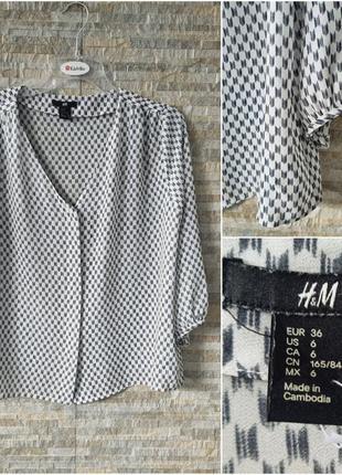 Чорно біла блуза h&m us6/eur36