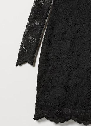 Черное кружевное платье h&amp;m m,m-l3 фото