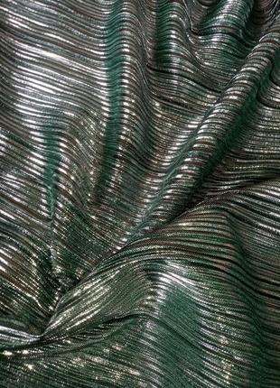 Плиссированное платье гофре серебро зеленый8 фото