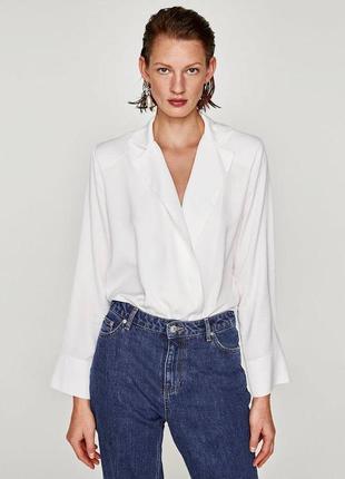 Біле боді блуза сорочка на запах zara
