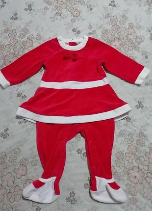 Платье бодик помошница санты девочке на 12-18месяцев