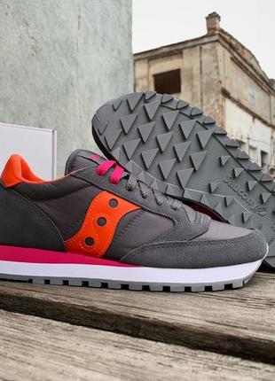 Женские кроссовки saucony jazz original 1044-624s grey orange2 фото