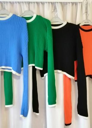 Нежный мягкий кашемир в рубчик укороченный свитер с удлиненными рукавами  размер единый универсальны6 фото