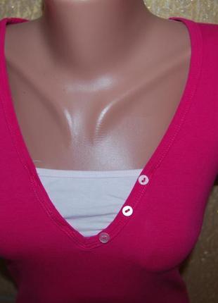 Стильная модная приталенная котоновая розовая футболка 95 % котон secret possessions2 фото