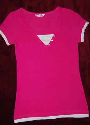 Стильная модная приталенная котоновая розовая футболка 95 % котон secret possessions3 фото