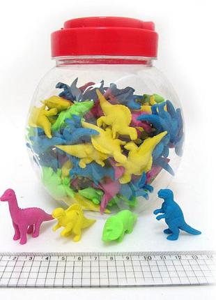 Гумка "динозаври" в банку, 100шт. у банку 12-19-11см, 4072l