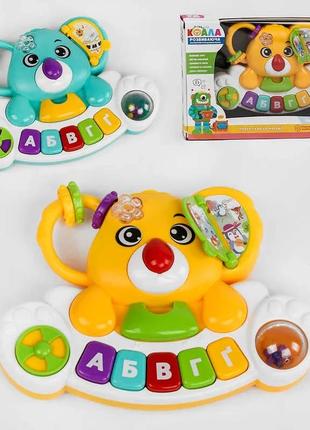 Піаніно розвиваюче коала, 2 кольори, підсвічування, мелодії, тріскачка, 83576