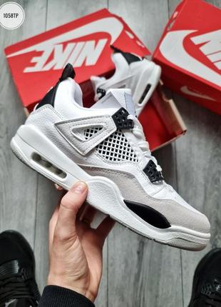 Кросівки чоловічі баскетбольні nike air jordan 4 retro flіght білі, найк аїр джордан ретро