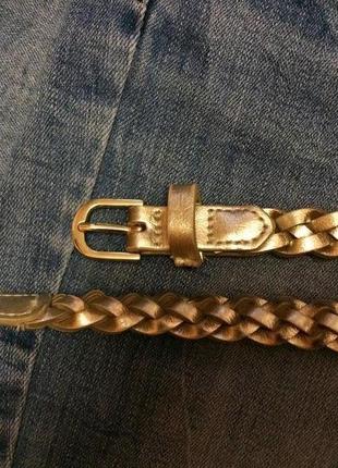 Фирменный плетеный золотистый ремень h&m,ремешок,яркий пояс,поясок+подарок2 фото