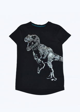 Чорна футболка з динозавром next на хлопчика 7 років1 фото