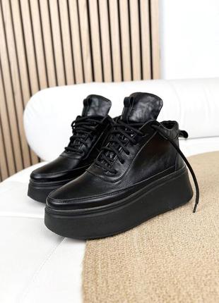 Деми ботинки, черный, натуральная кожа