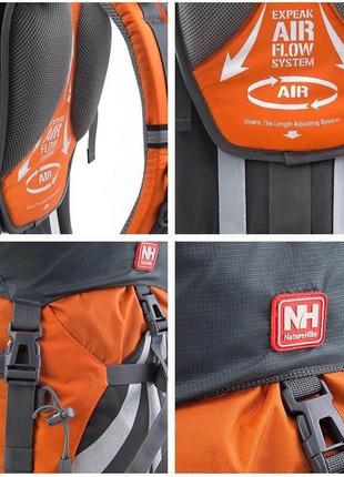Рюкзак треккинговый (туристический, походный) naturehike orange&grey оранжевый4 фото
