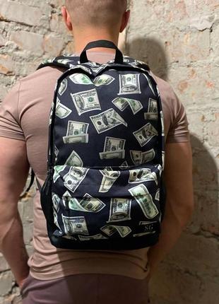 Стильний молодіжний чоловічий рюкзак із доларами шкільний портфель спортивний рюкзак чорний зручний1 фото