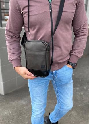 Мужская коричневая барсетка сумка через плечо мессенджер стильная повседневная сумка4 фото