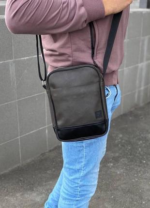 Мужская коричневая барсетка сумка через плечо мессенджер стильная повседневная сумка3 фото