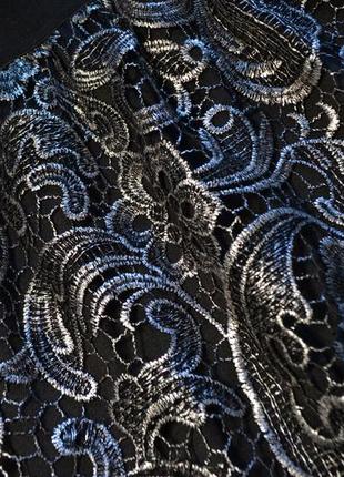 Шикарная кружевная миди юбка черный металлик5 фото