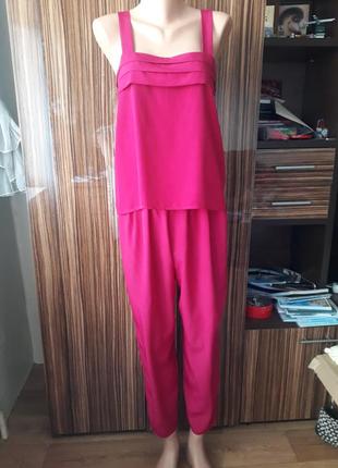 Эксклюзивный шикарный винтажный брючный костюм тройка цвет фуксия2 фото