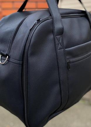 Дорожная вместительная спортивная сумка черная экокожа wagon6 фото