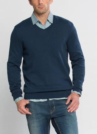 Синій чоловічий светр lc waikiki / лз вайкікі з v-подібним вирізом4 фото
