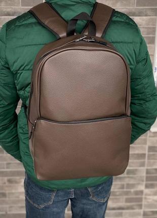 Коричневий рюкзак портфель екошкіра міський повсякденний holiday brown2 фото
