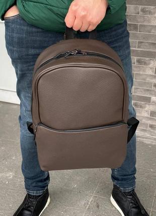Коричневий рюкзак портфель екошкіра міський повсякденний holiday brown7 фото