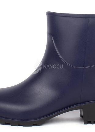 Резиновые ботильоны на каблуке rain angel темно-синие резиновые сапоги ботинки2 фото