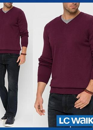 Бордовый мужской свитер lc waikiki / лс вайкики с v-образным вырезом