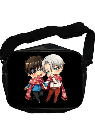 Сумка екошкіра юрій аніме юрій на льоду yuri on ice з двостороннім принтом (b0045)