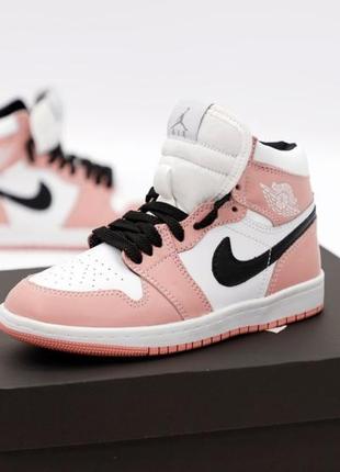 Кроссовки UK9 nike air jordan 1 retro white black beige