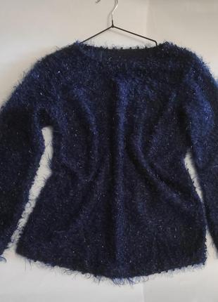 Синий мохнатый свитер