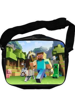 Сумка экокожа minecraft майнкрафт с двухсторонним принтом (b0025)