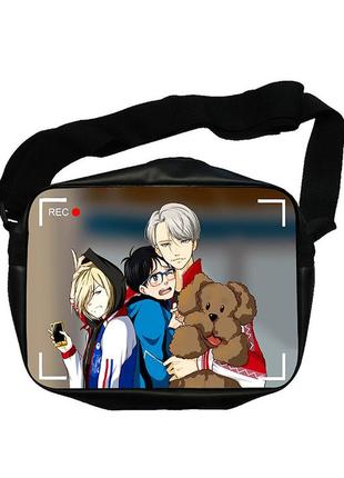 Сумка экокожа аниме юрий на льду yuri on ice с двухсторонним принтом (b0021)