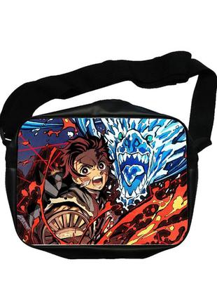 Сумка экокожа клинок, рассекающий демонов blade of demon destruction с двухсторонним принтом (b0043)