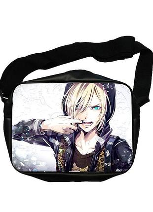 Сумка экокожа аниме юрий на льду yuri on ice с двухсторонним принтом (b0008)
