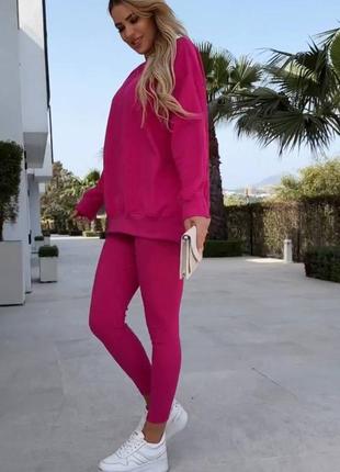 Спортивний костюм жіночий чорний бежевий рожевий помаранчевий синій оверсайз вільний батал весняний на весну прогулянковий батал худі лосіни1 фото