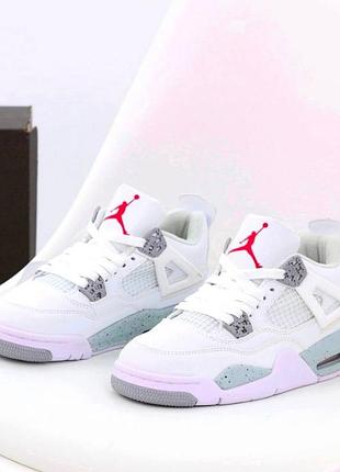 Кросівки nike air jordan 4 retro white grey red