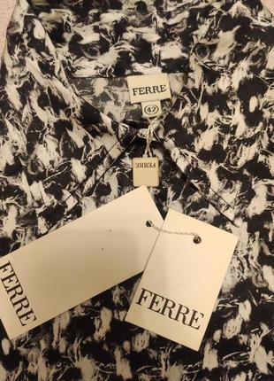 Новая шёлковая (100%silk) классическая блузка, рубашка gianfranco ferre 42 размер (италия, оригинал 100%). в наличии чёрно-белая7 фото