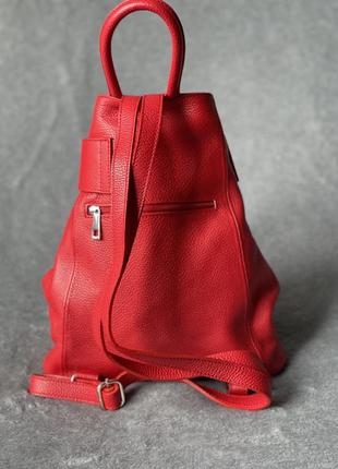 Кожаный красный рюкзак stella, италия, цвета в ассортименте3 фото