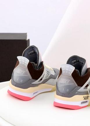 Кросівки nike air jordan 4 retro pink grey burgundy3 фото