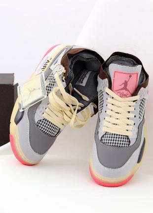 Кросівки nike air jordan 4 retro pink grey burgundy5 фото