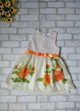 Нарядное платье на девочку с цветами1 фото