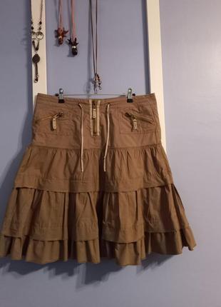 Юбка ярусная коричневая