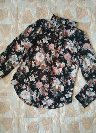 Блуза цветочный принт р.с и м4 фото