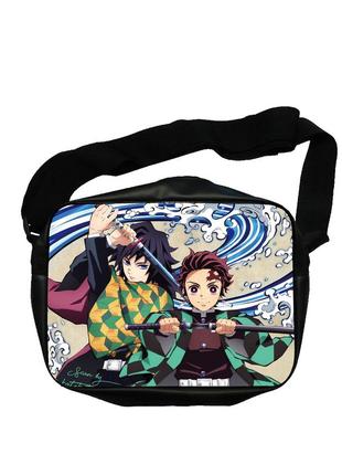 Сумка экокожа клинок, рассекающий демонов  blade of demon destruction с двухсторонним принтом (b0071)