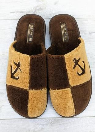 Тапочки домашние мужские белста махровые коричневые 3537