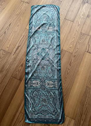 Смарагдова шовкова хустка шарф пейслі огірок2 фото