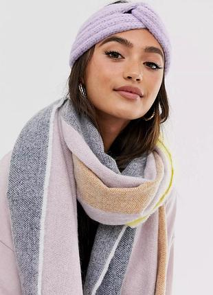 Ніжно-бузкова пов'язка на голову asos широка в'язана пов'язка лілова бузкова фіолетова чалма