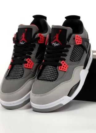 Кросівки nike air jordan 4 retro grey red