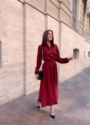 Стильна жіноча сукня  бордового кольору