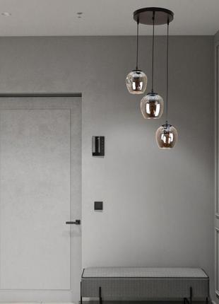 Чорна підвісна люстра на 3 молекули (56-pr0231f-3 bk+bk)2 фото